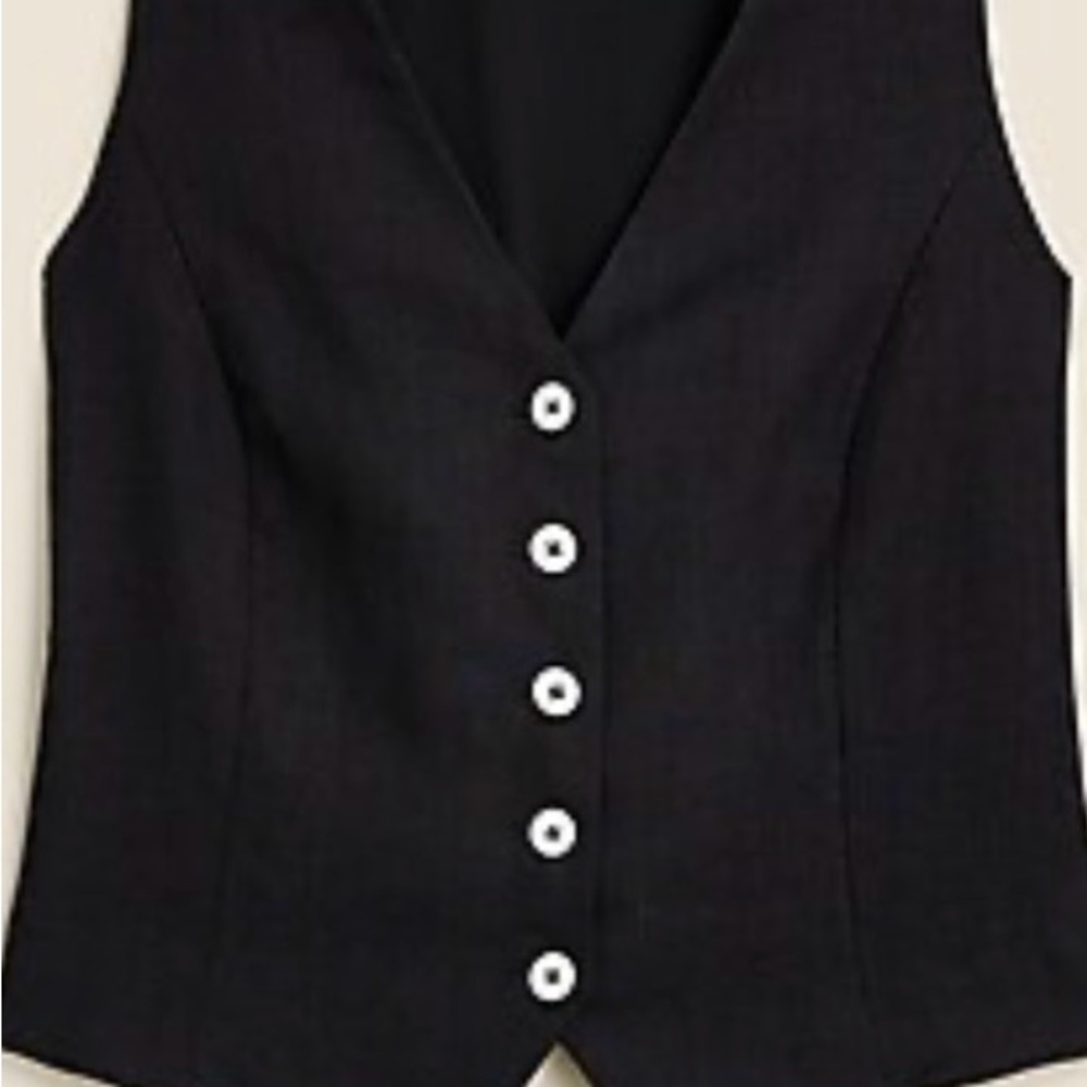 J. Crew Black Vest with White Buttons